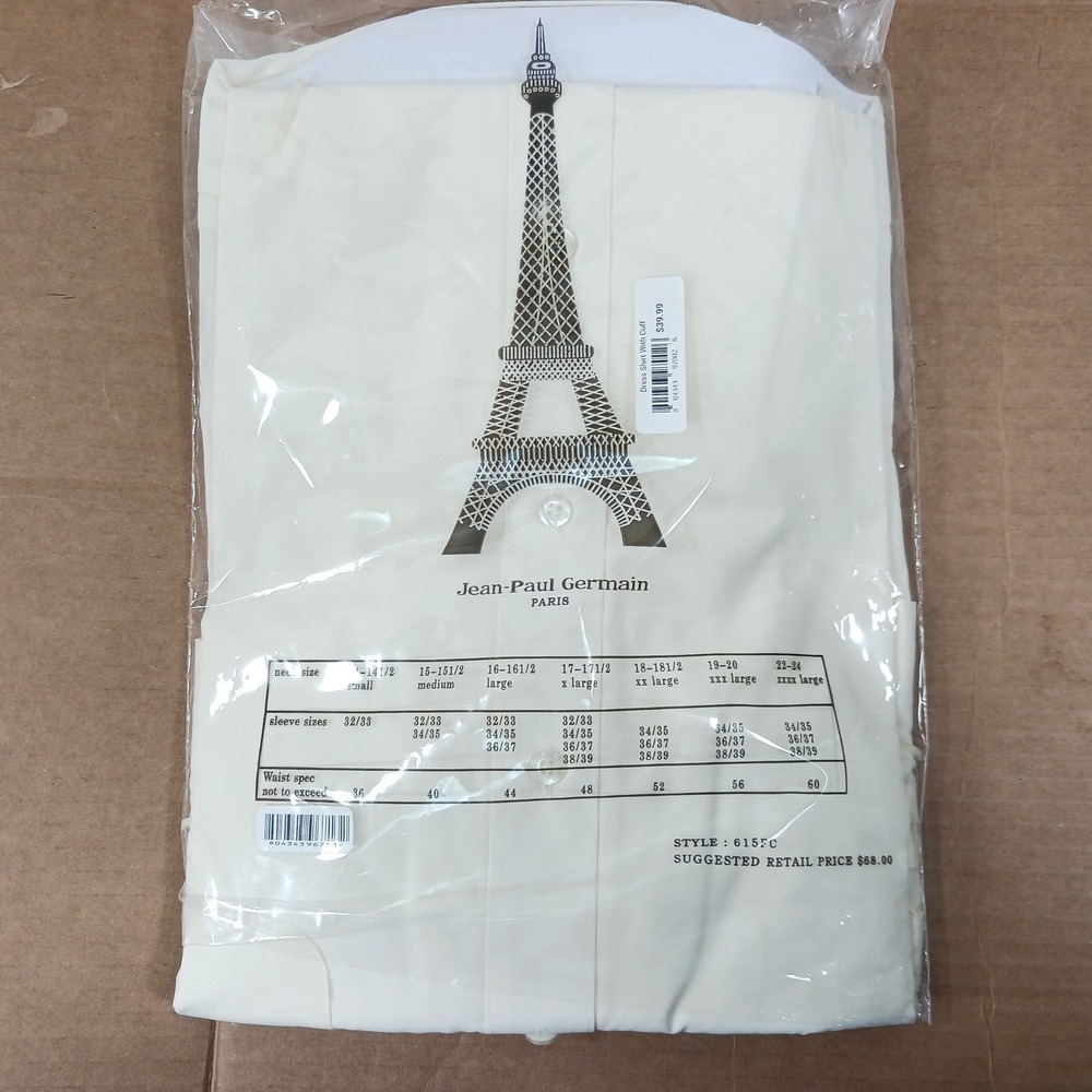 Jean-Paul Germain Mens Dress Shirt 16.5 32/33 Cream French Cuff Super Soft 615FC - Picture 8 of 9